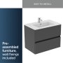 Ideal Standard Eurovit+ 70cm Wall Mounted Vanity Unit with 2 Drawers - Mid Grey