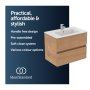 Ideal Standard Eurovit+ 70cm Wall Mounted Vanity Unit with 2 Drawers - Natural Oak