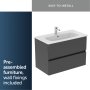 Ideal Standard Eurovit+ 80cm Wall Mounted Vanity Unit with 2 Drawers - Mid Grey