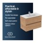 Ideal Standard Eurovit+ 80cm Wall Mounted Vanity Unit with 2 Drawers - Natural Oak