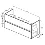 Ideal Standard Eurovit+ 120cm Wall Mounted Vanity Unit with 2 Drawers - Natural Oak