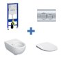 Geberit Selnova Wall-Hung Toilet with Seat, Frame, Cistern & Delta 20 Flush Plate (4 in 1 Pack)