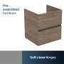 Ideal Standard Eurovit+ 50cm Wall Mounted Vanity Unit with 2 Drawers - Flint Hickory
