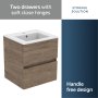 Ideal Standard Eurovit+ 50cm Wall Mounted Vanity Unit with 2 Drawers - Flint Hickory