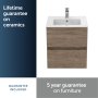 Ideal Standard Eurovit+ 50cm Wall Mounted Vanity Unit with 2 Drawers - Flint Hickory