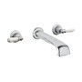 Perrin & Rowe 3 Hole Wall-Mounted Basin Mixer with Low Profile Spout & Lever Handles (3560)