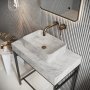 Scudo Sanctuary 420 x 270mm Rectangular Marble Basin - Venato White