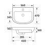 Scudo Middelton 560 x 470mm Semi-Recessed Basin - White
