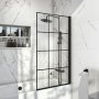 Scudo S6 1400mm x 800mm Square Edge Black Grid Bath Screen