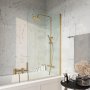 Scudo S6 1400mm x 800mm Radius Edge Bath Screen - Brushed Brass