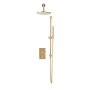 Scudo Core Round Mixer Valve with Head & Handset Riser Kit - Brushed Brass