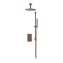 Scudo Core Round Mixer Valve with Head & Handset Riser Kit - Brushed Bronze