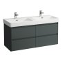 Laufen Base 2.0 1200 x 450mm 4 Drawer Double Vanity Unit (for Pro S Basin) - Traffic Grey
