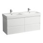 Laufen Base 2.0 1300 x 450mm 4 Drawer Double Vanity Unit (for Pro S Basin) - Gloss White