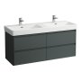 Laufen Base 2.0 1300 x 450mm 4 Drawer Double Vanity Unit (for Pro S Basin) - Traffic Grey