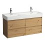 Laufen Base 2.0 1200 x 400mm 4 Drawer Double Vanity Unit (for VAL Basin) - Wild Oak