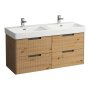 Laufen Juna 1200 x 450mm 4 Drawer Double Vanity Unit (for Pro S Basin) - Wild Oak