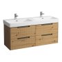 Laufen Juna 1300 x 450mm 4 Drawer Double Vanity Unit (for Pro S Basin) - Wild Oak