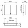 Keuco Royal Lumos 900 x 735 x 165mm Mirror Cabinet - Anodised Silver