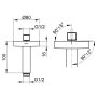 Keuco 100mm Ceiling Mounted Shower Arm with Round Rosette - Brushed Black / Chrome