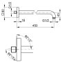 Keuco 450mm Wall-Mounted Shower Arm with Square Rosette Extension - Brushed Brass