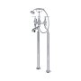 Perrin & Rowe Deco Floor-Mounted Bath-Shower Mixer with Handshower and Lever Handles - Chrome