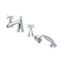 Perrin & Rowe Deco Four-Hole Bath-Shower Mixer with Crosstop Handles - Chrome