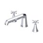 Perrin & Rowe Deco Three-Hole Deck-Mounted Bath Filler with Crosstop Handles - Chrome