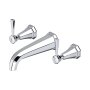 Perrin & Rowe Deco Three-Hole Wall-Mounted Basin Mixer with Lever Handles - Chrome