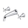 Perrin & Rowe Deco Three-Hole Wall-Mounted Bath Filler with Crosstop Handles - Chrome
