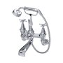 Perrin & Rowe Deco Wall-Mounted Bath-Shower Mixer with Handshower and Crosstop Handles - Chrome