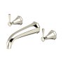 Perrin & Rowe Deco Three-Hole Wall-Mounted Bath Filler with Lever Handles - Nickel