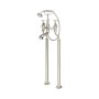 Perrin & Rowe Deco Floor-Mounted Bath-Shower Mixer with Handshower and Crosstop Handles - Pewter