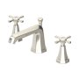 Perrin & Rowe Deco Three-Hole Basin Mixer with Crosstop Handles - Pewter