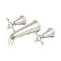 Perrin & Rowe Deco Three-Hole Wall-Mounted Basin Mixer with Crosstop Handles - Pewter