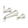 Perrin & Rowe Deco Three-Hole Wall-Mounted Basin Mixer with Lever Handles - Pewter