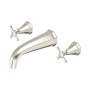 Perrin & Rowe Deco Three-Hole Wall-Mounted Bath Filler with Crosstop Handles - Pewter