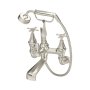 Perrin & Rowe Deco Wall-Mounted Bath-Shower Mixer with Handshower and Crosstop Handles - Pewter