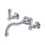 Perrin & Rowe Georgian Three-Hole Wall-Mounted Basin Mixer with Country Spout and Lever Handles - Chrome