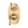 Perrin & Rowe Georgian Concealed Thermostatic Shower Mixer with Lever Handles - Satin Brass