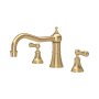 Perrin & Rowe Georgian Three-Hole Deck-Mounted Bath Set with Country Spout and Lever Handles - Satin Brass