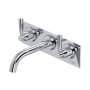 Perrin & Rowe Langbourn Wall-Mounted Three-Hole Basin Set on Back Plate - Chrome