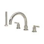 Perrin & Rowe Langbourn Four-Hole Deck-Mounted Bath Set with Handshower - Nickel