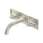 Perrin & Rowe Langbourn Three-Hole Wall-Mounted Bath Set on Back Plate - Pewter