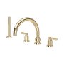 Perrin & Rowe Langbourn Four-Hole Deck-Mounted Bath Set with Handshower - Gold