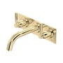 Perrin & Rowe Langbourn Three-Hole Wall-Mounted Bath Set on Back Plate - Gold