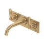 Perrin & Rowe Langbourn Wall-Mounted Three-Hole Basin Set on Back Plate - Satin Brass