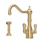 Perrin & Rowe Provence Sink Mixer with Filtration and Rinse (Three Lever) - Satin Brass
