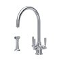 Perrin & Rowe Langbourn Sink Mixer with Filtration and Rinse (Three Lever) - Chrome