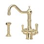 Perrin & Rowe Provence 3-in-1 Instant Hot Water Tap with Rinse - Gold